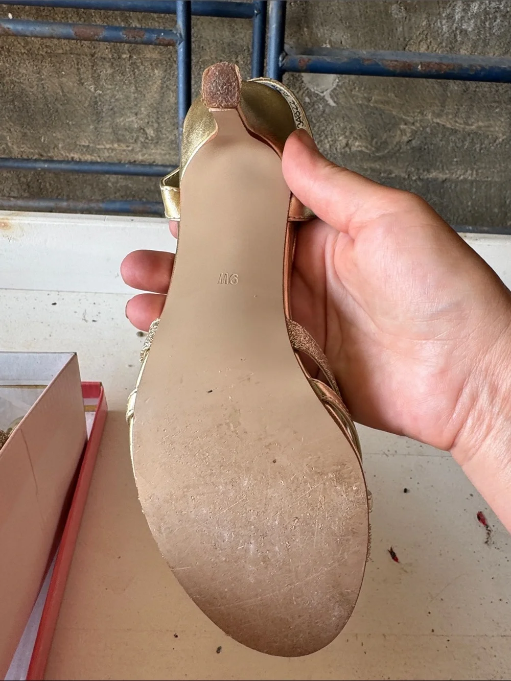 Touch Ups Gold Glitter Strappy Mid-Heel Sandals